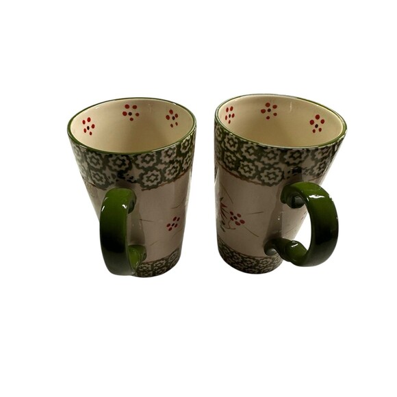 Temptation Old World Green Poinsettia Tall Coffee Mug Cup, 16 Ounce (2) - Picture 5 of 10